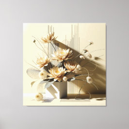 Impressão Em Tela Lotus Structure in Beige