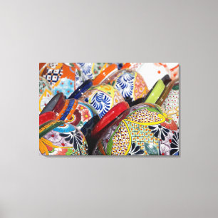 Impressão Em Tela Louças mexicanas tradicionais coloridas pintadas à