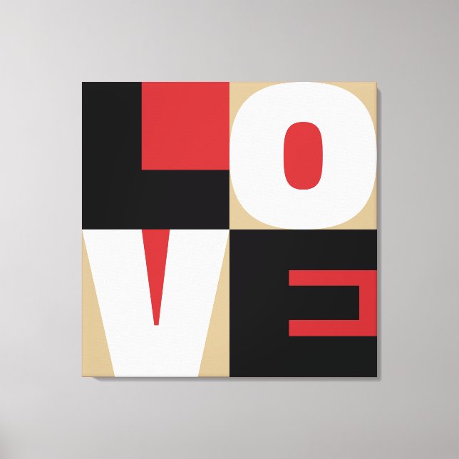 Impressão Em Tela Love Refined Letter Art Design Red Black Dourado (Frente)