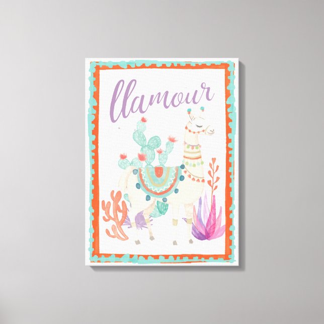 Impressão Em Tela Lovely Llamas II Llamour (Frente)