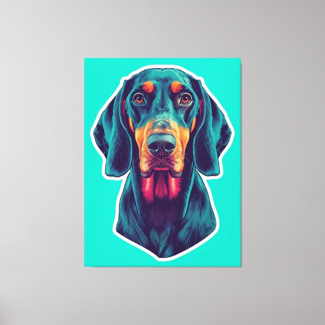Impressão Em Tela Loyal Glow – Vibrant Bluetick Coonhound Pop Art (Frente)