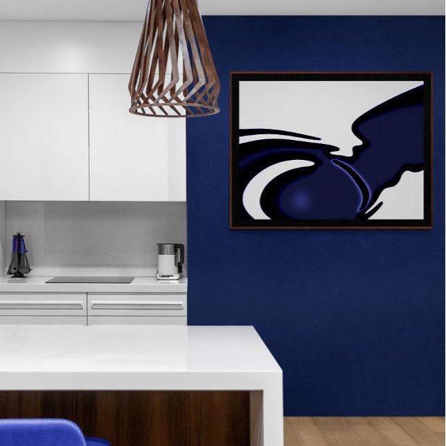 Impressão Em Tela Lua azul: Abstrato azul e branco (Criador carregado)