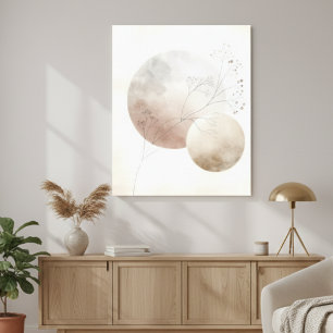 Impressão Em Tela Lua Botânica Abstrata