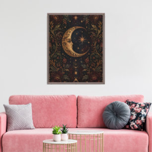Impressão Em Tela Lua Celestial Escura e Caprichosa Whimsigoth