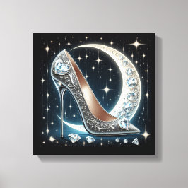 Impressão Em Tela Lua Celestial, Stilettos, Corações em Forma de Dia