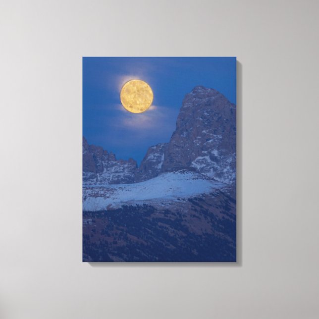 Impressão Em Tela Lua Cheia Nascente | Grand Teton Driggs, Idaho (Frente)