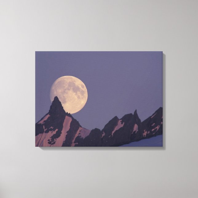 Impressão Em Tela Lua Cheia Surge | Montanhas Chugach Alasca (Frente)