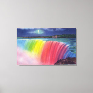 Impressão Em Tela Lua Crescente acima da Exibição de Cavalos Ilumina