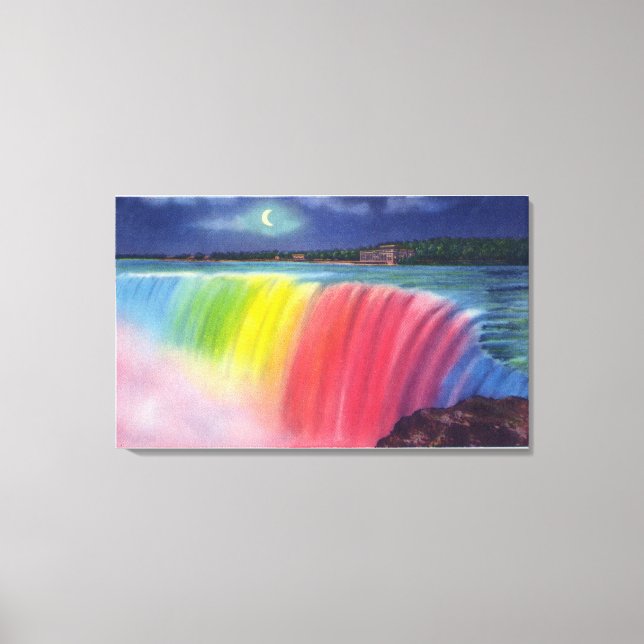 Impressão Em Tela Lua Crescente acima da Exibição de Cavalos Ilumina (Frente)