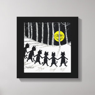 Impressão Em Tela Lua de cheio e Gatos, Louis Wain