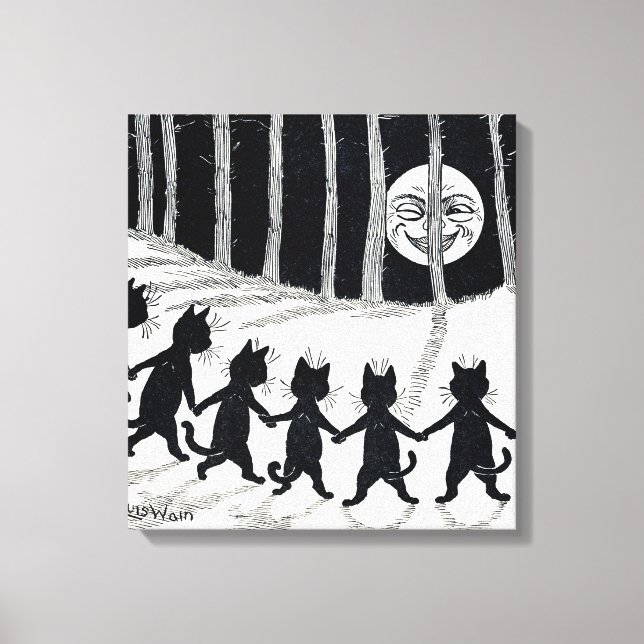 Impressão Em Tela Lua de cheio e Gatos, Louis Wain (Frente)