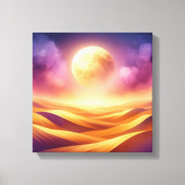 Impressão Em Tela Lua Dourada no Deserto – Arte de Volta às Aulas