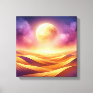 Impressão Em Tela Lua Dourada no Deserto – Arte de Volta às Aulas
