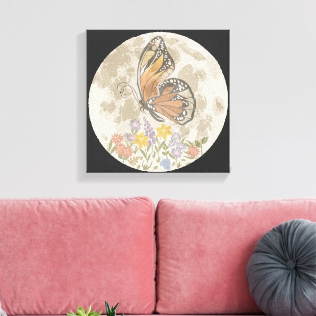 Impressão Em Tela Lua Flor Caprichosa (Insitu(Sala de estar))