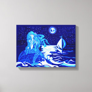 Impressão Em Tela Lua Mermaid