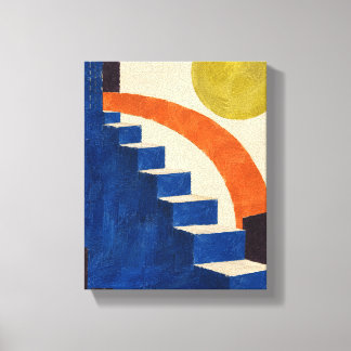 Impressão Em Tela Lua Wasabi acima das Escadas Cobalto | Abstrato Te