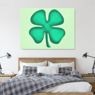 Impressão Em Tela Lucky 4 Folha de tela verde de folheado irlandês