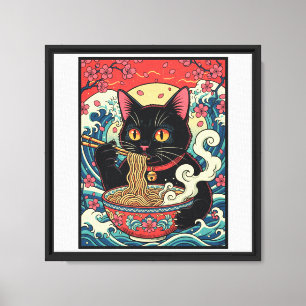 Impressão Em Tela Lucky Cat Ramen Noodle Art