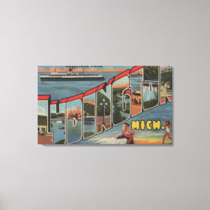 Impressão Em Tela Ludington, Michigan - Cenas em Larga Letra