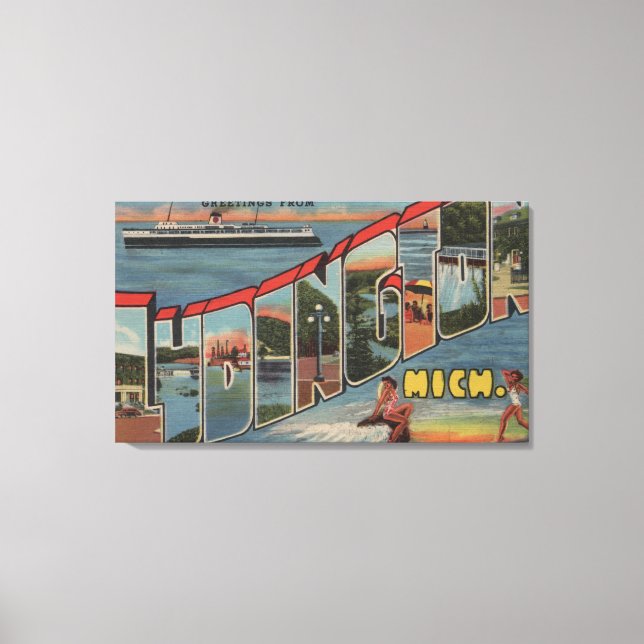 Impressão Em Tela Ludington, Michigan - Cenas em Larga Letra (Frente)