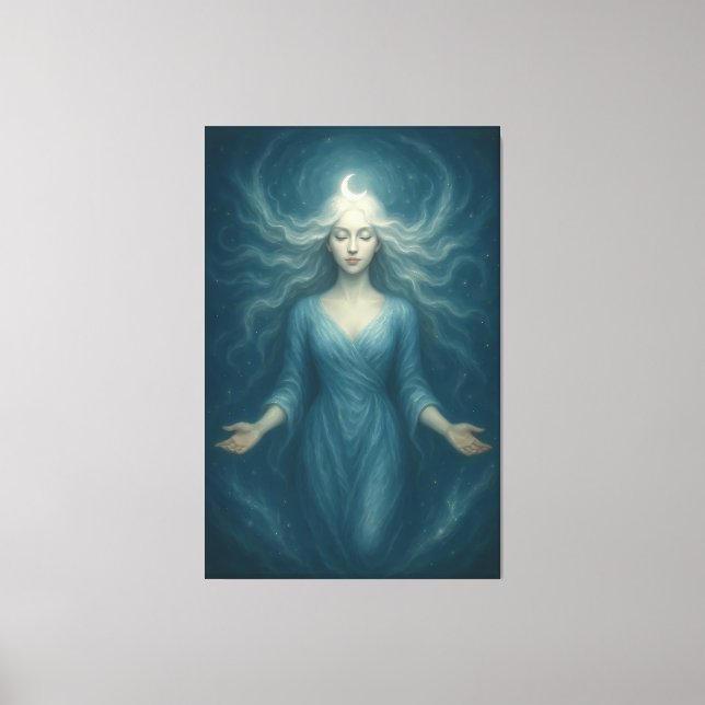 Impressão Em Tela  Lunar Goddess of Tranquil Light – Celestial Moon  (Frente)