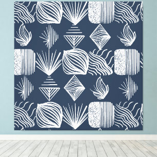 Impressão Em Tela Lúpulo Tribal de Caribe Negrito: Azul e Branco Mar