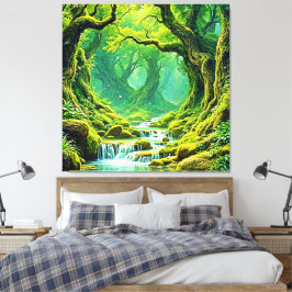 Impressão Em Tela Lush Jungle Waterfall Bliss