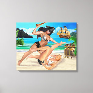 IMPRESSÃO EM TELA LUTA DE PIRATAS MULHERES