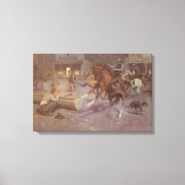 Impressão Em Tela Luta no Salão Roundup por Bill Gollings (Frente)