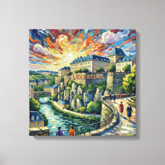 Impressão Em Tela Luxembourg City Fortress Panoramic Stretched Canva