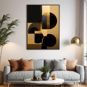 Impressão Em Tela Luxuoso Abstrato Dourado Preto