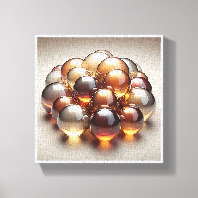 Impressão Em Tela Luxury Amber Glass Spheres - 3D Crystal Abstract W (Frente)