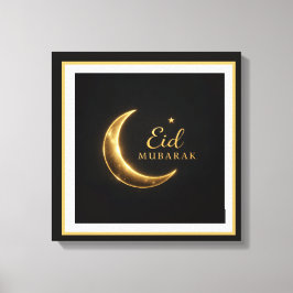 Impressão Em Tela Luxury Black & Gold Eid Mubarak Wall Art – Elegant