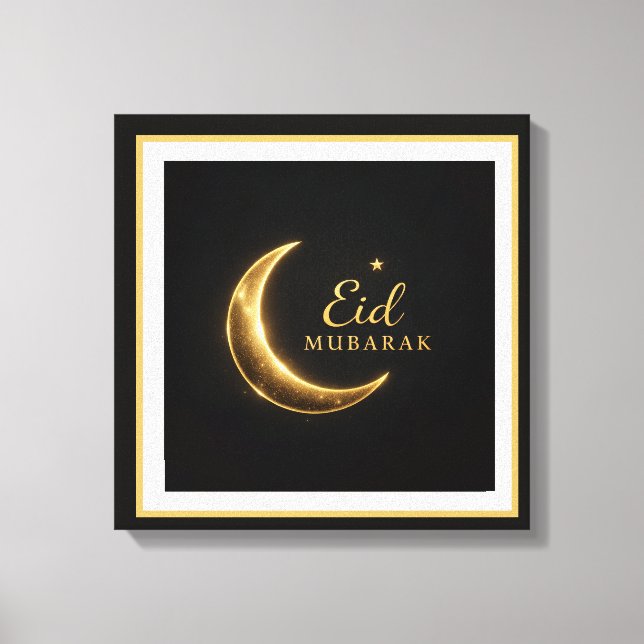 Impressão Em Tela Luxury Black & Gold Eid Mubarak Wall Art – Elegant (Frente)