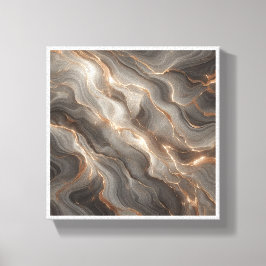 Impressão Em Tela Luxury Glowing Gold Marble Abstract - Radiant Grey