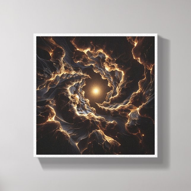 Impressão Em Tela Luxury Golden Cosmic Vortex - Abstract Deep Space  (Frente)