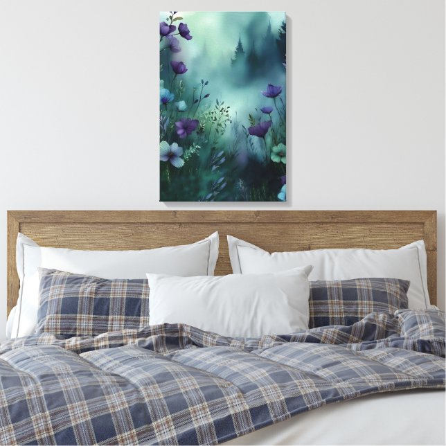 Impressão Em Tela Luz da floresta: Flores roxas (Insitu(Quarto))