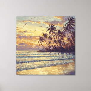 Impressão Em Tela Luz Sutil na Praia - Paisagem em Estilo Impression