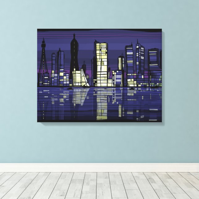 Impressão Em Tela Luzes da cidade (Insitu(piso de madeira))