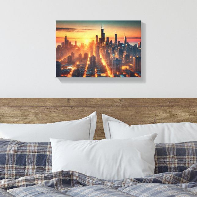 Impressão Em Tela Luzes da cidade despertando (Insitu(Quarto))