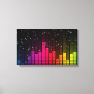 Impressão Em Tela Luzes de Discoteca Equalizador Volume de Música
