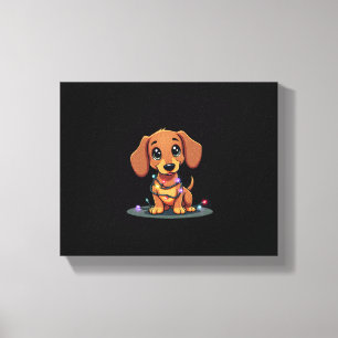 Impressão Em Tela Luzes de Natal para Dachshund (1)