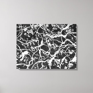 Impressão Em Tela LVII PRETO E BRANCO - Pintura de ação - Abstrato-