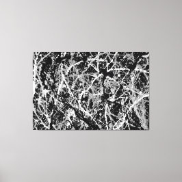 Impressão Em Tela LX PRETO E BRANCO - Pintura de ação - Abstrato-