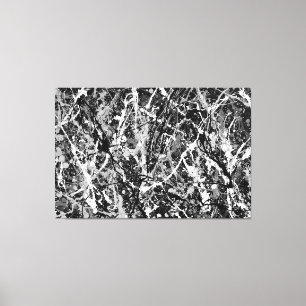 Impressão Em Tela LXXII PRETO E BRANCO - Pintura de ação - Abstrato-