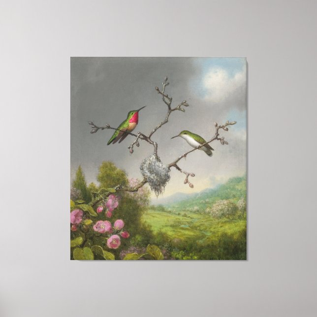 Impressão Em Tela M. HEADE - Blossomas de aves e maçãs (1865) (Frente)