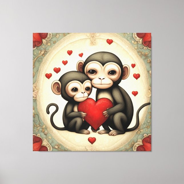 Impressão Em Tela Macaco Amor (Frente)