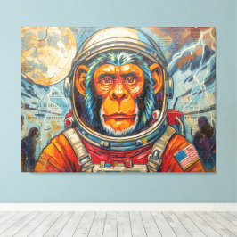 IMPRESSÃO EM TELA MACACO ASTRONAUTA-VOLTANDO PARA CASA
