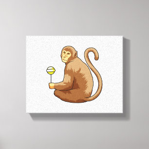 Impressão Em Tela Macaco com pirulito