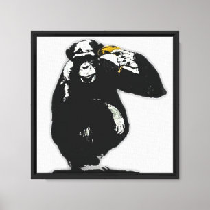 Impressão Em Tela Macaco de Arte de Rua com Abstrato Ouro